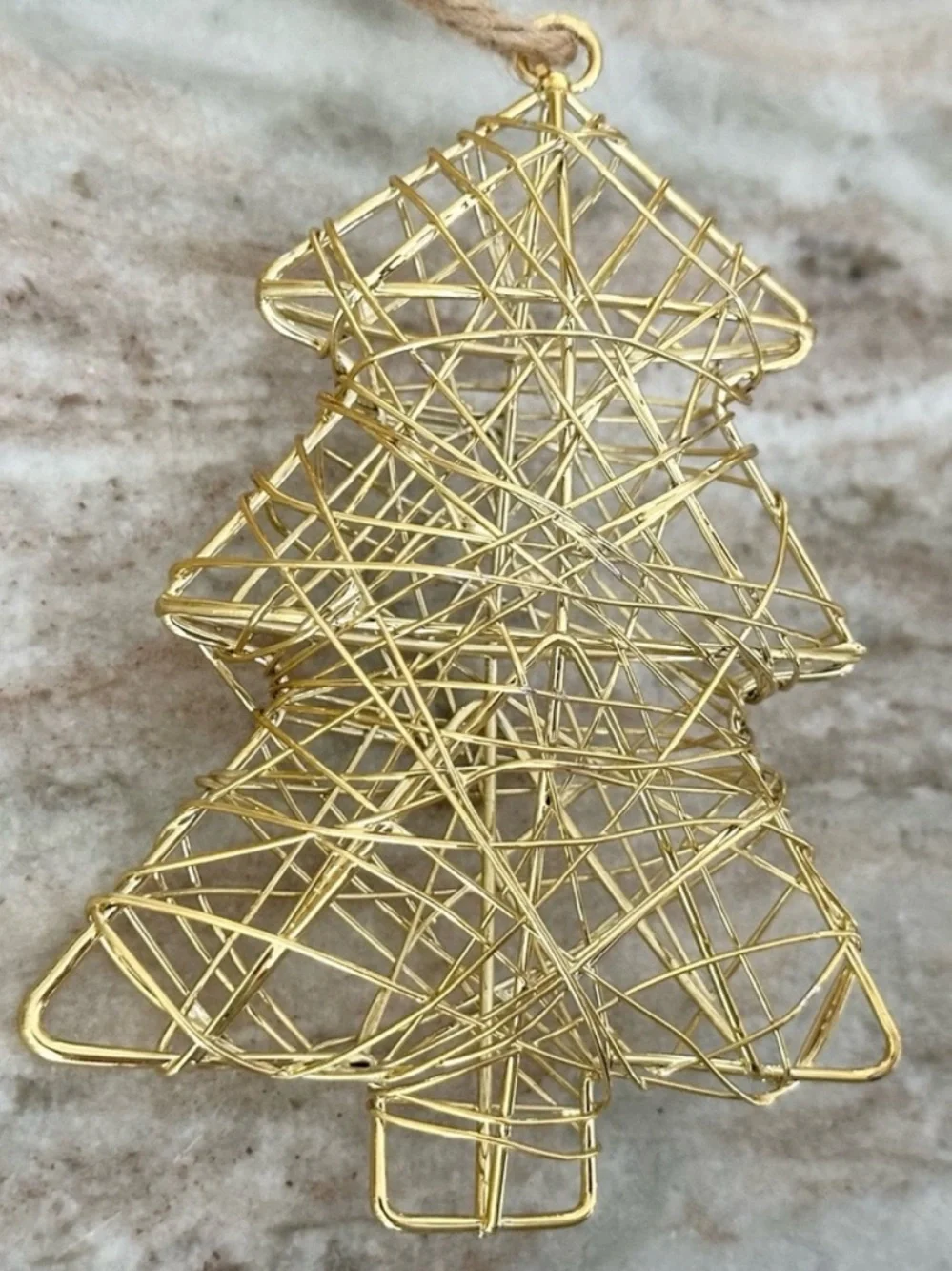 Christmas Tree Ornament - Gold Metal Wire - Holiday Decor